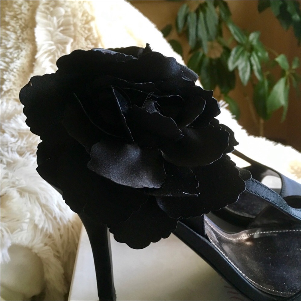 Lulu Townsend Antoinette anklet scrappy heels flower detail 9M EUC DEADS…